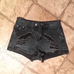 Evenuel distressed black shorts